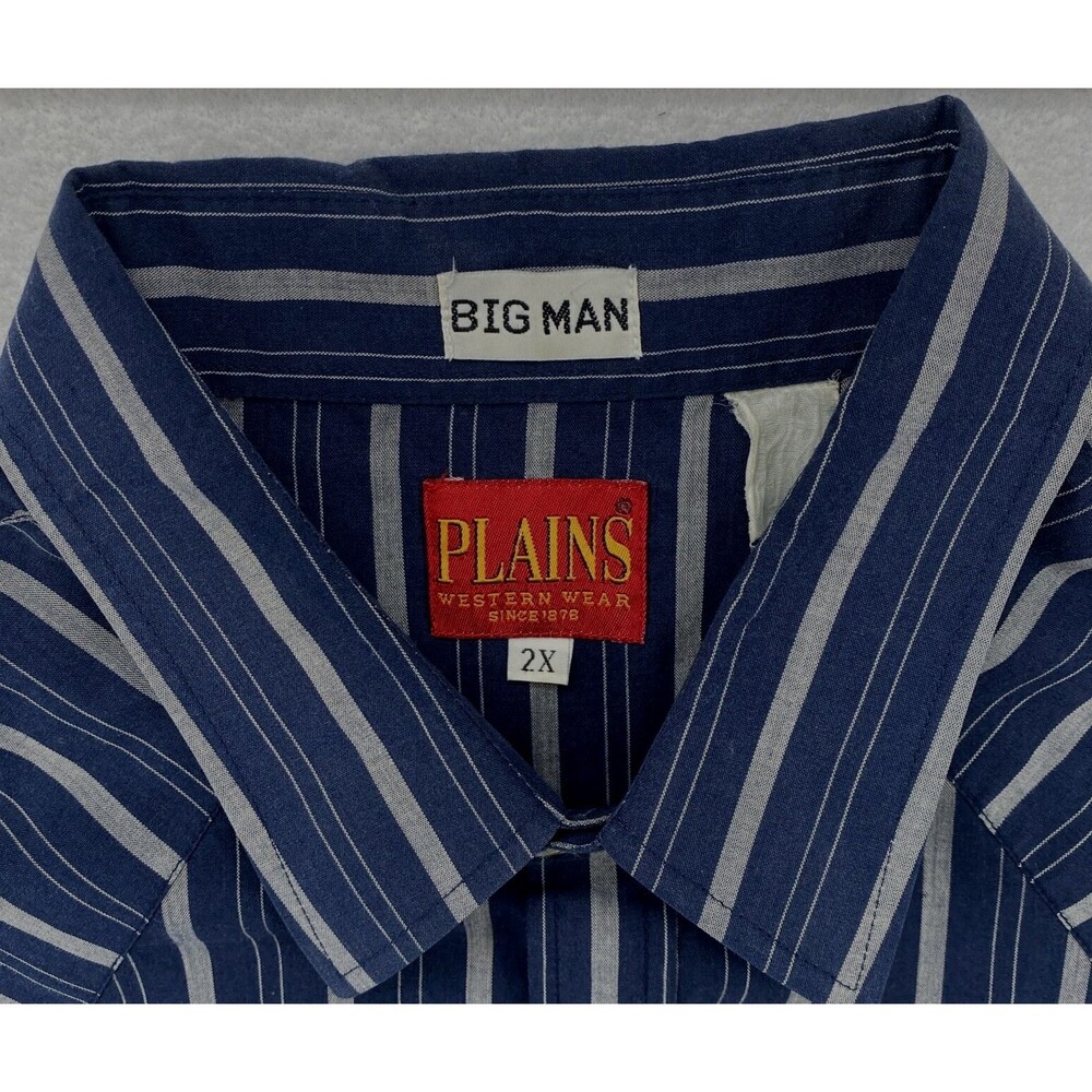Plains Western Wear Shirt 2XL Big Man Black Striped Pearl Snap Cowboy Rockabilly - Picture 3 of 4